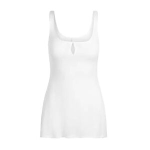 SKIMS SHEER COTTON RIB MINI SLIP DRESS IN SNOW size SMALL